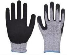 Black palm-coated gloves with a gray knitted liner